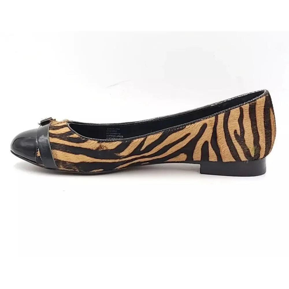 ✨White House Black Market Barcelona Women Ballet Sz 8 Flats Tiger Faux Fur✨